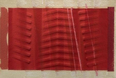 Agostino Bonalumi (Vimercate 1935 - 2013) - "Rosso" metà anni '80 seta e...