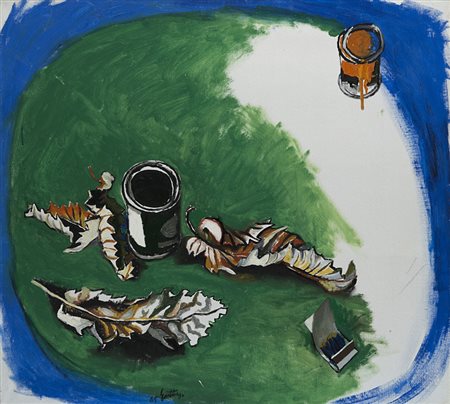 Renato Guttuso (Bagheria 1912 - Roma 1987) - "Foglie secche e barattoli" 1965...