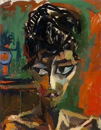 Renato Guttuso (Bagheria 1912 - Roma 1987) - "Testa di donna" (1949) olio su...