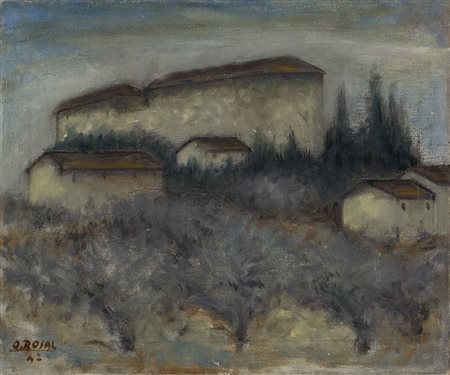Ottone Rosai (Firenze 1895 - Ivrea 1957) - "Paesaggio" 1942 olio su tela, cm...