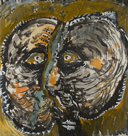 Mario Merz (Milano 1925 - Torino 2003) - "Ezra Pound" 1979 tecnica mista su...