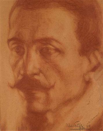 UBALDO OPPI Bologna 1889 – Vicenza 1942 Ritratto del padre, 1909 sanguigna su...