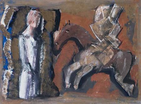 Mario Sironi Sassari 1885 – Milano 1961 Composizione con figura, cavallo e...