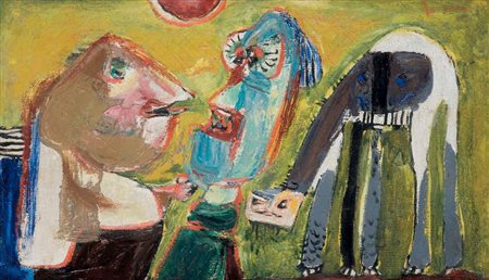 Asger Jorn Vejrum 1914 – Albissola Marina 1973 Pas de Trois, 1953 olio su...