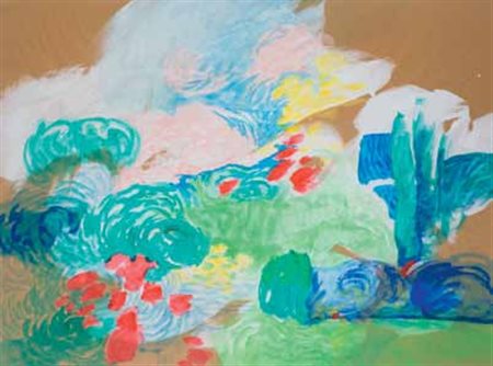 Gianni Dova Roma 1925 – Pisa 1991 Paesaggio Mediterraneo acrilico su carta,...