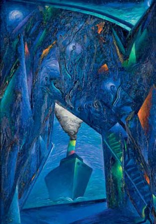 Pino Deodato Vibo Valentia 1950 La nave, 1988 tecnica mista su tela, cm...