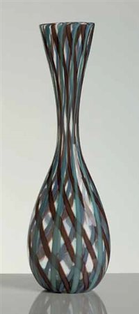 Fulvio Bianconi e Paolo Venini Vaso in vetro a canne policrome incrociate,...