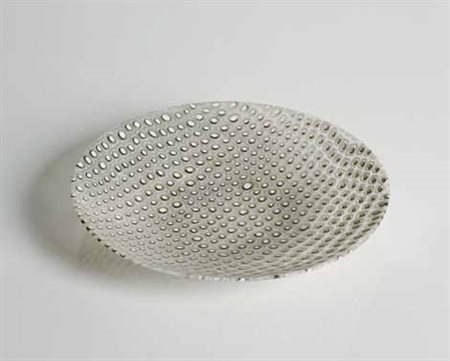 Paolo Venini Piatto circolare in vetro a murrine lattimo 1950 circa, diametro...