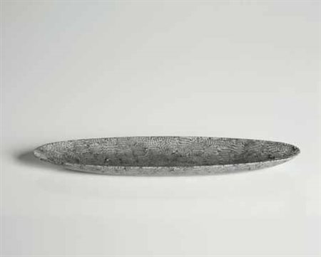 Paolo Venini Canoa a murrine nere, grigio e bianco cm 33x7,5.