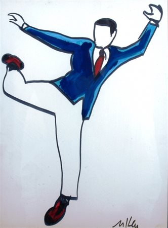 LODOLA MARCO (Dorno Pavia 1955) "Ballerino" 2000 Pennarello e tempera su tela...