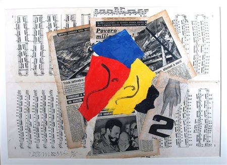 CARMASSI ARTURO (Lucca 1925) "Senza titolo" 1976 Tecnica mista e collage su...