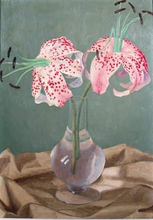 CELADA - DA VIRGILIO UGO (MANTOVA 1895 - VARESE 1995) "Vaso di fiori" Olio su...