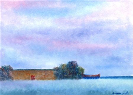 OMICCIOLI GIOVANNI (Roma 1901 - Roma 1975) "Paesaggio" Olio su cartone cm. H:...