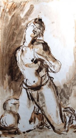 BASALDELLA MIRKO (Udine 1910 - U.S.A. 1969) "Figura" 1942 Tecnica mista su...