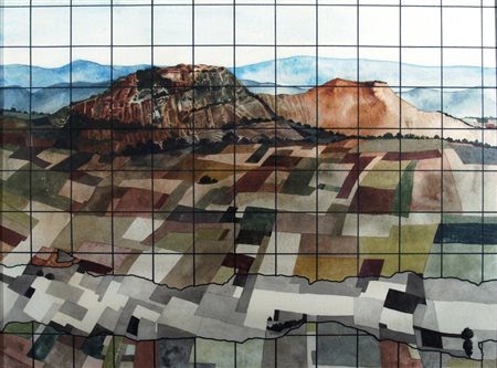 BIASI GUIDO (NAPOLI 1933) "Paesaggio montano" Tecnica mista su carta cm. H:...