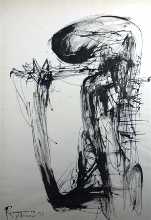 ROMAGNONI BEPI (MILANO 1930 - VILLASIMIUS 1964) "Senza titolo" 1958 China su...