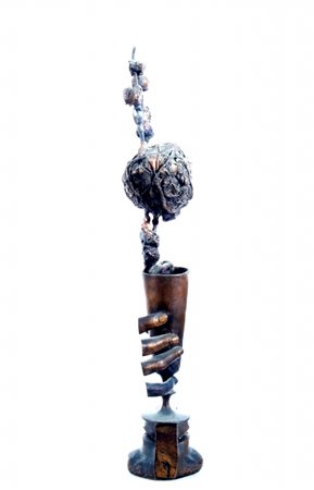 FINOTTI NOVELLO (Verona 1939) "Cin cin con i fichi" Scultura in bronzo cm. H:...