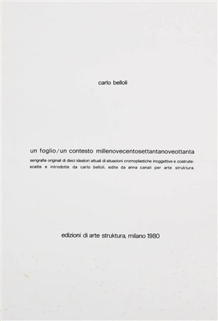 CARTELLA DI 10 SERIGRAFIE " Un foglio/un contesto ", 1979/80 MARIO BALLOCCO,...