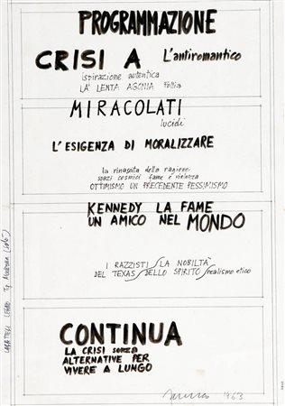 SARENCO 1945 " Programmazione ... ", 1963 Tecnica mista su carta, cm. 43 x 30...