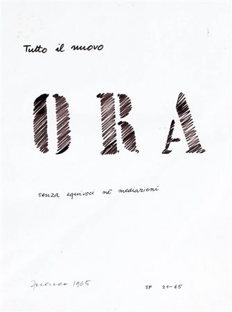 SARENCO 1945 " Ora ... ", 1965 Tecnica mista su carta, cm. 31,5 x 24 Firmato...