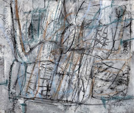 GIORGIO BELLANDI 1930 - 1976 Senza titolo, 1959 Olio su tela, cm. 55 x 65...