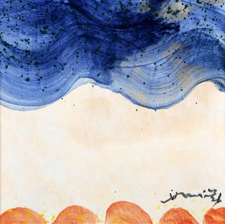 HSIAO CHIN 1935 " Paesaggio " Smalti su ceramica, cm. 50 x 50 Firmato in...