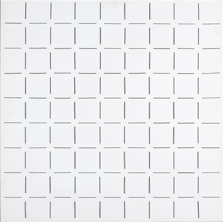 EDOARDO LANDI 1937 " Struttura visuale ", 1961 Fili elastici su tela su...