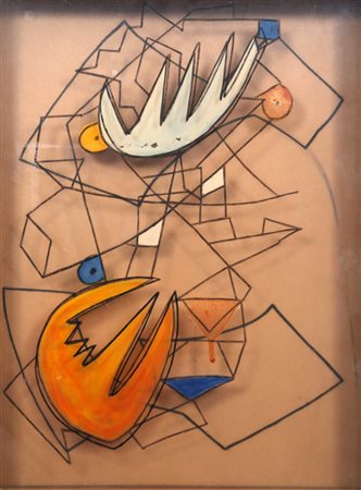 REMO BIANCO 1922 - 1988 " Danza di ombre bianche e rosa ", 1954 Pittura su...