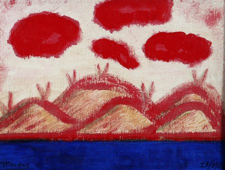 EDOUARD MESENS 1903 - 1971 " La Lance - Cape en 1914 ", 1964 Olio su tavola,...