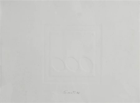 TURI SIMETI 1929 " 3 ovali bianchi ", 1976 Calcografia, cm. 37 x 49 Firmato e...