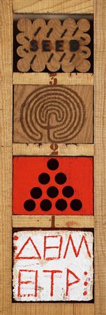 JOE TILSON 1928 " Seed, Labyrinth, tetraktys, demeter ", 1982 Scultura in...