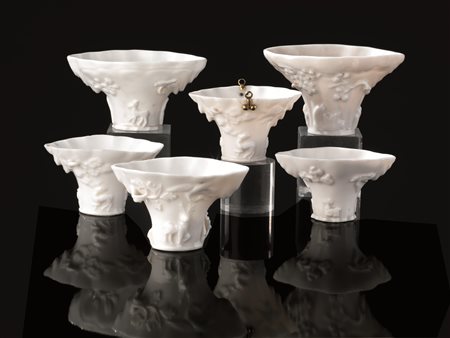 Sei Coppe da libagione, Cina dinastia qing in porcellana blanc de chine,...