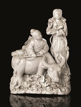 TRE SCULTURE, CINA SEC. XIX-XXin porcellana blanc de Chine, raffiguranti tre...