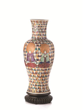 VASO IN PORCELLANA, CINA, DINASTIA QING, SEC. XIXin porcellana policroma...