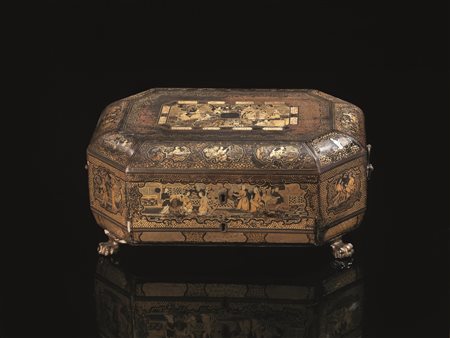 SCATOLA DA LAVORO PER L&rsquo;EXPORT, SEC. XIXscatola e coperchio di forma...