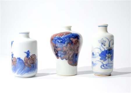 Three Chinese porcelain snuff bottles