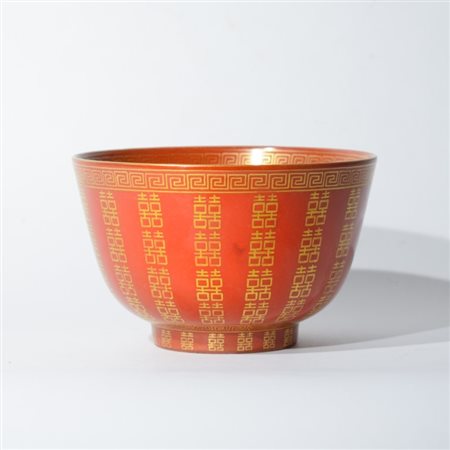 A Chinese coral ground bowl