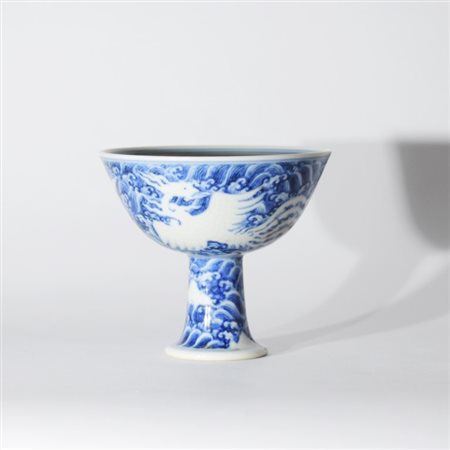 A fine Chinese blue and white stem-cup