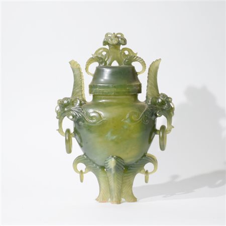 A Chinese green jade vase