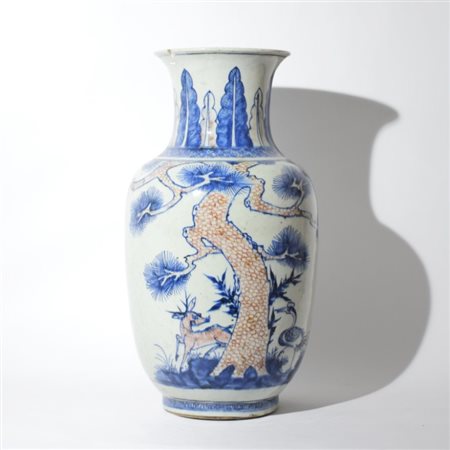 A large Chinese blue and copper red vase