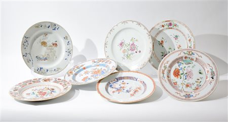 Seven Chinese export ware dishes
