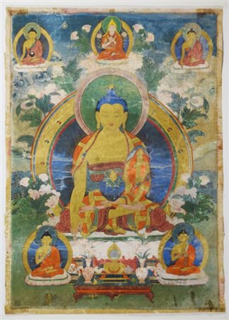 A large and fine Tibetan Thangka with Buddha