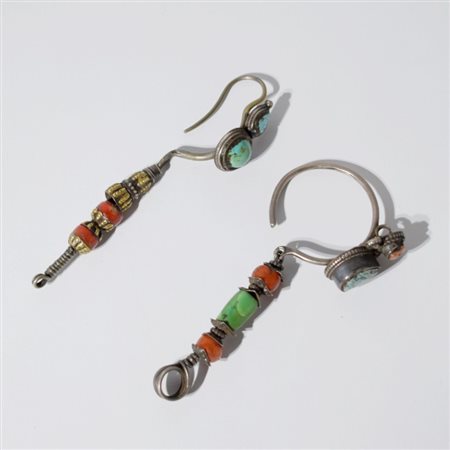 Two large Tibetan earrings