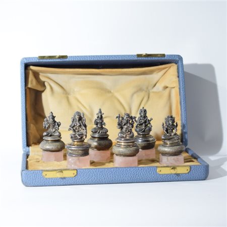 Six silver Chinese devotional images