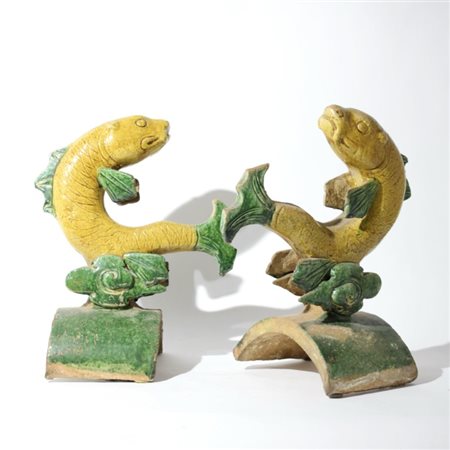 Two Chinese sancai tiles