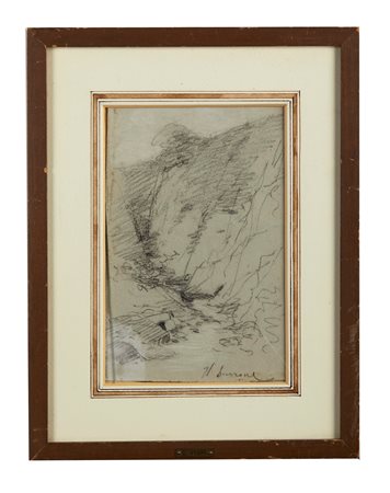 CORIOLANO VIGHI (Firenze 1846 – Bologna 1905) "Il burrone". Matita su carta....