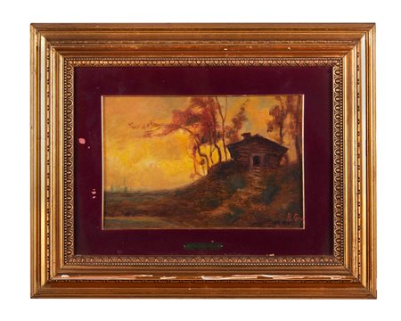 ALBERTO GROSSO (Torino 1860 - San Remo 1928) “Senza titolo”. Olio su tavola....