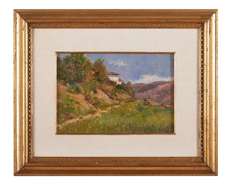 ANTONIO ROLI (Bologna, 1643 – 1695) “Viottolo”. Olio su tela. Cm 16,5x24....