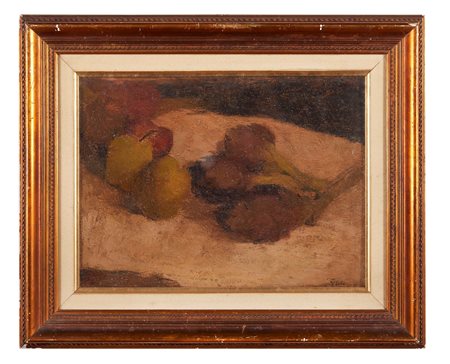 GIULIO FIORI (Bologna 1909 - 1991) “Natura morta”. Olio su cartone. Cm 25x37....