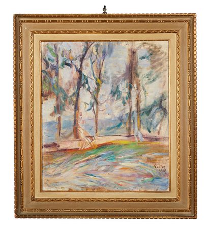 LEA COLLIVA (Bologna 1901 – 1975) “Paesaggio”, 1949. Olio su faesite. Cm...